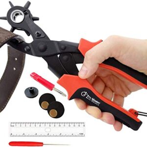 Professional Leather Hole Puncher – Leather Punch Tool for Belts, Watch Bands, Handbag Straps and More – Precision Multi-Size Fabric & Leather Hole Puncher for Crafts & Easy DIY Belt Holes