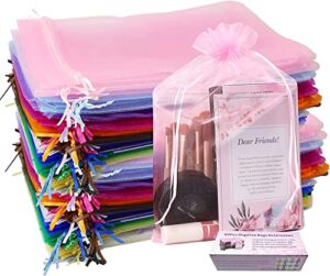 daszui 60pcs organza bags 8×12 inches mixed color with drawstring favor bags, jewelry for wedding parties party, toy candy, christmas favor gift bags (8×12 inches, mixed color)