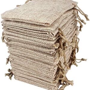 Hapdoo Lot of 100 Burlap Bags with Drawstring Gift Bags Jewelry Pouches Sacks for Wedding Party and DIY Craft, 5 x 3.5 Inches