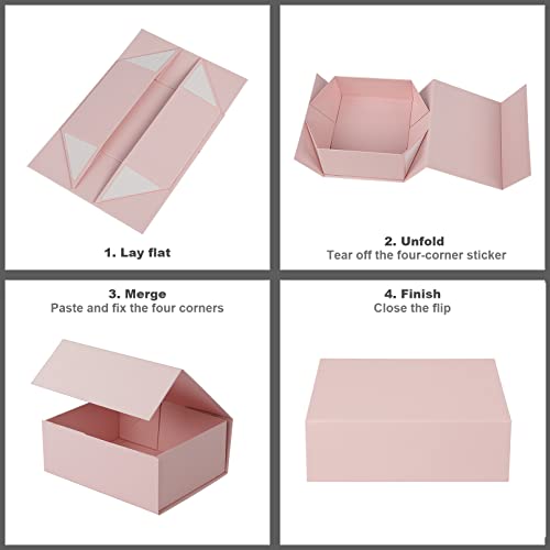 BETTPACK Gift Boxes Magnetic Closure 8.2 x6.4 x3.3In,Pink Boxes with Lids Collapsible Sturdy Gift Box Packaging for Mother Day, Birthday, Festivals, Anniversaries, Weddings