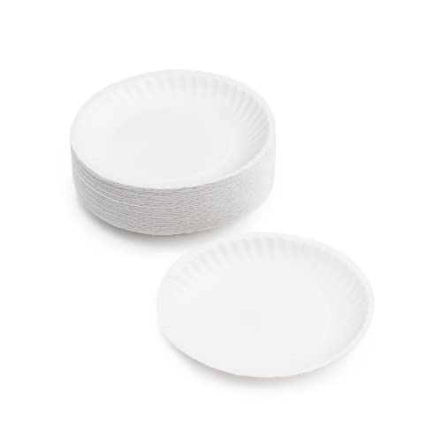 Hygloss Products Paper Plates - Uncoated White Plate - Use for Foodware, Events, Activities, Crafts Projects and More - Environmentally Friendly - Recyclable and Disposable - 6-Inches - 100 Pack