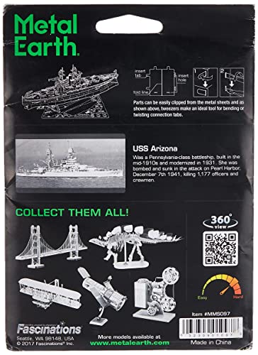 Fascinations Metal Earth 3D Laser Cut Model Military USS Arizona Ship