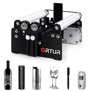 ortur rotary roller yrr 2.0, 360° y-axis laser rotary roller for engraving cylindrical objects cans, 7 adjustment diameters, min to 8mm, compatible with most laser engravers