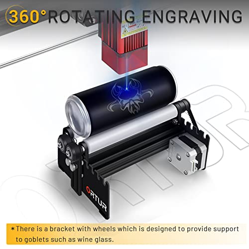 ORTUR Rotary Roller YRR 2.0, 360° Y-axis Laser Rotary Roller for Engraving Cylindrical Objects Cans, 7 Adjustment Diameters, Min to 8mm, Compatible with Most Laser Engravers