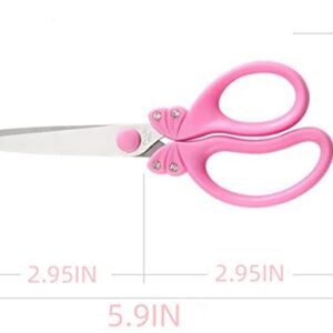 Kids Scissors, Kids Scissors for Girls, 5.9" Pink Kids Scissors, Girls Scissors, Child Safety Scissors for Kids for School and Classroom (Pink)