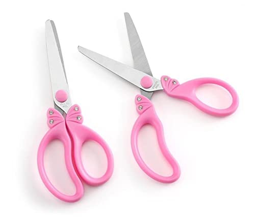 Kids Scissors, Kids Scissors for Girls, 5.9" Pink Kids Scissors, Girls Scissors, Child Safety Scissors for Kids for School and Classroom (Pink)