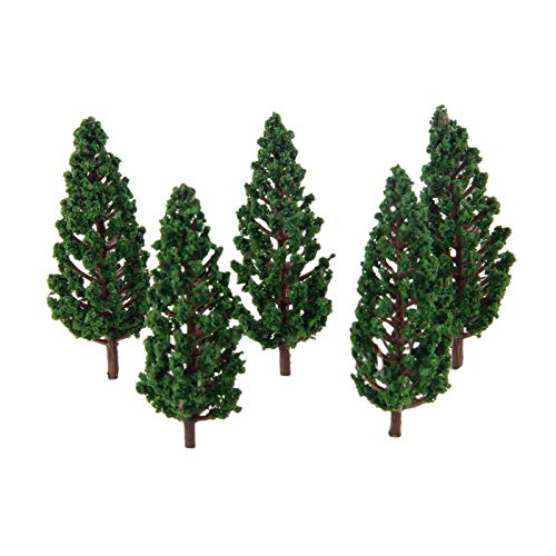 Yetaha 50PCS Model Trees, Trains Scenery DIY Pine Plastic Model Green Trees for OO HO Scale Railroad Landscape Architecture Scenes, 80mm/3.15"