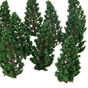 Yetaha 50PCS Model Trees, Trains Scenery DIY Pine Plastic Model Green Trees for OO HO Scale Railroad Landscape Architecture Scenes, 80mm/3.15"