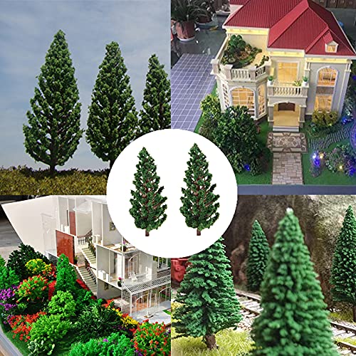 Yetaha 50PCS Model Trees, Trains Scenery DIY Pine Plastic Model Green Trees for OO HO Scale Railroad Landscape Architecture Scenes, 80mm/3.15"