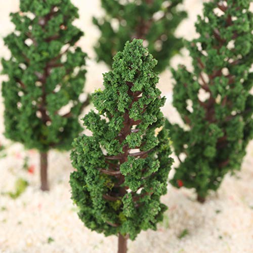 Yetaha 50PCS Model Trees, Trains Scenery DIY Pine Plastic Model Green Trees for OO HO Scale Railroad Landscape Architecture Scenes, 80mm/3.15"