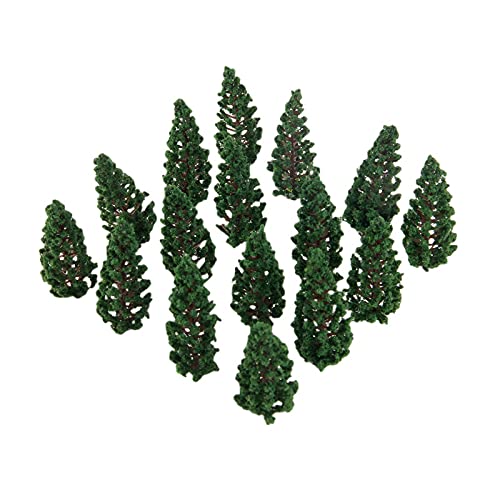 Yetaha 50PCS Model Trees, Trains Scenery DIY Pine Plastic Model Green Trees for OO HO Scale Railroad Landscape Architecture Scenes, 80mm/3.15"