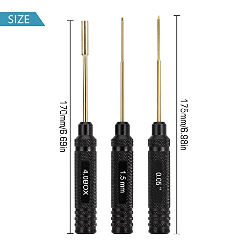 INJORA RC Screwdrivers 3pcs-Hex Screwdriver 0.05inch 1.5mm Hex Nut Drivers 4mm for SCX24 Gladiator Bronco C10 JLU Deadbolt Other RC Model Car