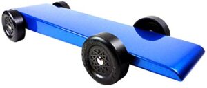 pinewood pro pine derby car kit with pro graphite – painted, weighted and ready to race – blue marlin