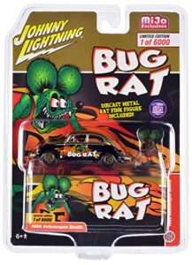1965 vw beetle bug rat w/(american diorama) diecast figure ltd ed to 6000 pcs worldwide 1/64 diecast model car by johnny lightning jlcp7384