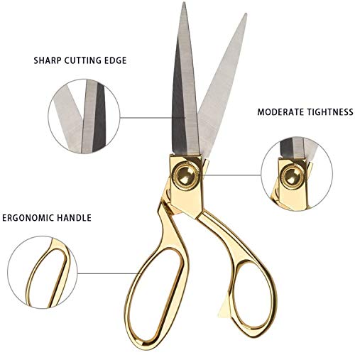 ZJMZZM 8.5 '' Gold Stainless Steel Sharp Tailor Scissors Professional Household Scissors Craft Scissors Fabric Scissors Heavy Duty Cutting Sewing, Crafts, Home Kitchen Office