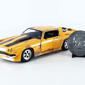 Transformers 1:24 1977 Chevy Camaro Bumblebee Die-cast Car with Coin, Toys for Kids and Adults