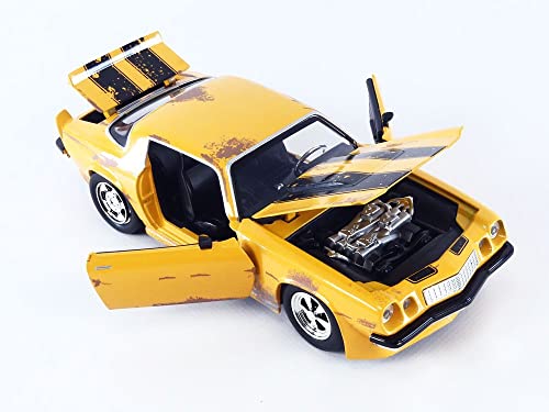 Transformers 1:24 1977 Chevy Camaro Bumblebee Die-cast Car with Coin, Toys for Kids and Adults