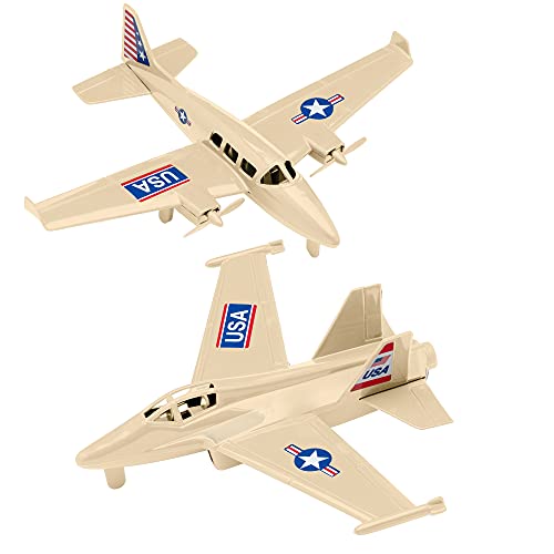 TimMee Prop Plane & Fighter Jet - Tan Plastic Army Men Airplanes US Made