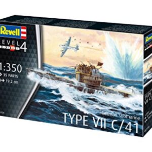 Revell RV05154 05154 5154 German Submarine Type VII C/41 1: 350 Plastic Model Kit, Various