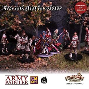 The Army Painter Zombicide Paint Set, 10 Dropper Bottles of Miniature Paint with Free Paintbrush, High-Pigment Zombicide Black Plague Paint Set for Miniatures - Warpaints Zombicide Black Plague Set