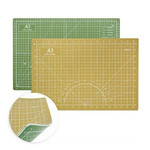 self healing cutting mat 12inch x 18inch,professional double sided durable non-slip rotary mat for scrapbooking, quilting, sewing-3mm thick 5-ply a3(fern green/ochre yellow)