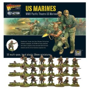 wargames delivered bolt action miniatures – us marines troop set, world war two miniatures, 28mm scale plastic army men for miniature wargaming by warlord games