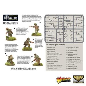 Wargames Delivered Bolt Action Miniatures - US Marines Troop Set, World War Two Miniatures, 28mm Scale Plastic Army Men for Miniature Wargaming by Warlord Games