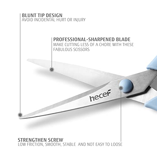 hecef 8” Craft Scissors All Purpose for Office, Sharp Sewing Scissors with Soft Grip Handles, Sturdy Stainless Steel Utility Scissors for School Home Art Craft DIY Supplies, 3 Pack