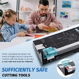 Frifreego 12 Inch Rotary Paper Cutter Heavy Duty, Paper Trimmer with 4 Different Blades for Straight/Wave/Dotted/Creasing Line, Suitable for Cutting Paper Coupons Photos Postcards Scrapbook