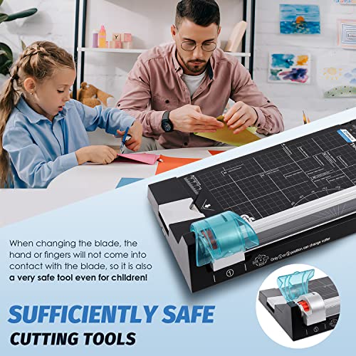 Frifreego 12 Inch Rotary Paper Cutter Heavy Duty, Paper Trimmer with 4 Different Blades for Straight/Wave/Dotted/Creasing Line, Suitable for Cutting Paper Coupons Photos Postcards Scrapbook