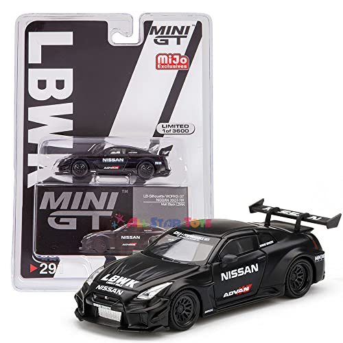 Truescale Miniatures Mini GT 1:64 LB-Silhouette Works GT Nissan 35GT-RR Ver.2 Matt Black LBWK Advan True Scale Miniatures MGT00291