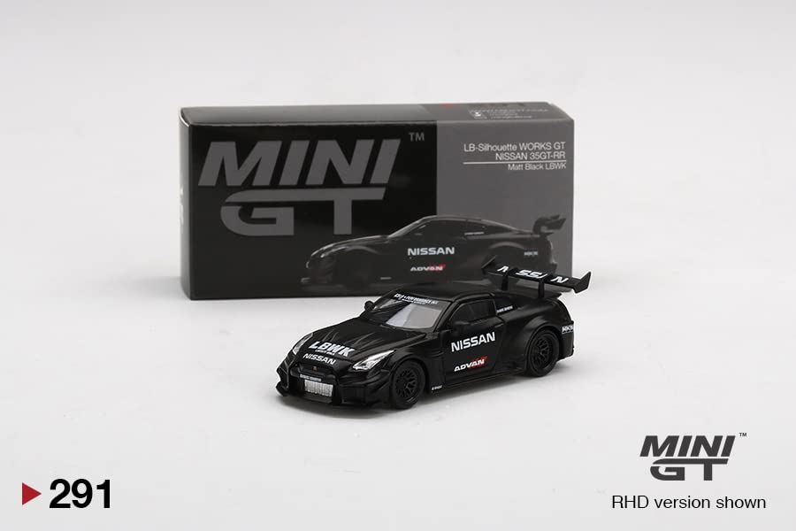 Truescale Miniatures Mini GT 1:64 LB-Silhouette Works GT Nissan 35GT-RR Ver.2 Matt Black LBWK Advan True Scale Miniatures MGT00291