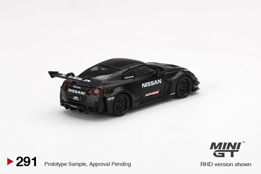 Truescale Miniatures Mini GT 1:64 LB-Silhouette Works GT Nissan 35GT-RR Ver.2 Matt Black LBWK Advan True Scale Miniatures MGT00291