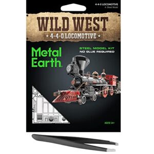 fascinations metal earth wild west 4-4-0 locomotive 3d metal model kit bundle with tweezers