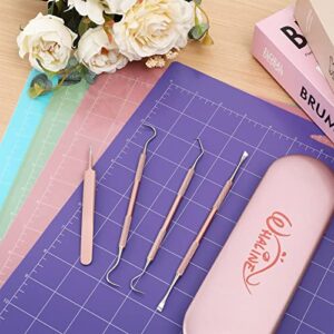 Whaline 4 Pieces Cutting mat for Cricut with 4 Pieces Craft Adhesive Vinyl Tool Weeding Paper Craft Tool Kit for Crafts Quilting Sewing Arts Silhouettes Cameos Lettering Scraper Hook Spatula Tweezers