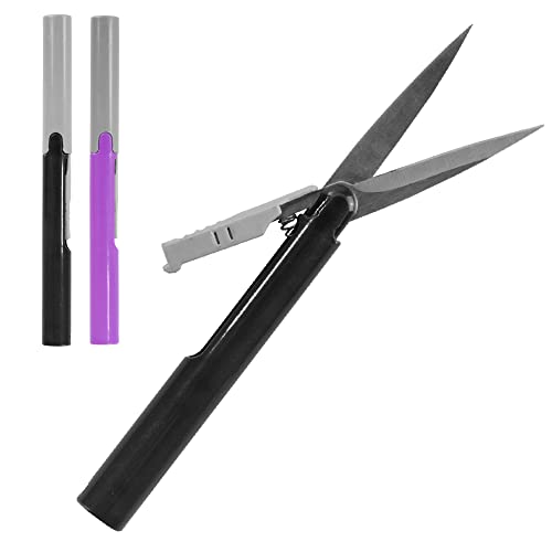 BambooMN Penblade Portable Pen-Style Pocket Seam Ripper Travel Scissors - Purple & Charcoal - 1 Pair Each