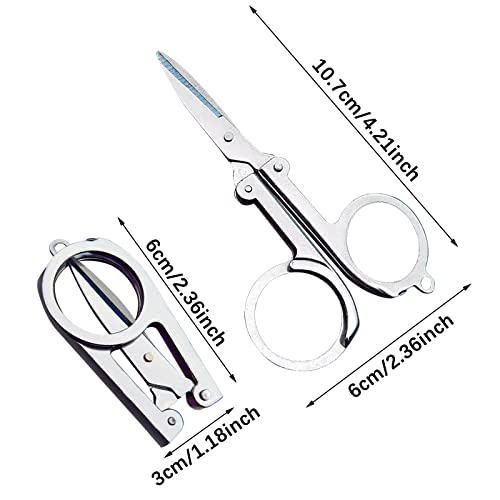 PDCTACST Small Folding Scissors, 4 PCS Mini Stainless Steel Foldable Scissor, Portable Travel Cutter Pocket Craft Scissors for School Classroom Home Camping Sewing Paper Cutting DIY Fabric Project