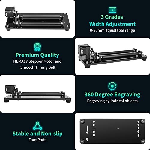 Laser Rotary Attachment for Laser Engraver, CNC Rotary Axis for 360°Engraving Cylindrical Object, Diameter Adjustable, Compatible with CNC Router 3018 and Most Laser Engraving Machine