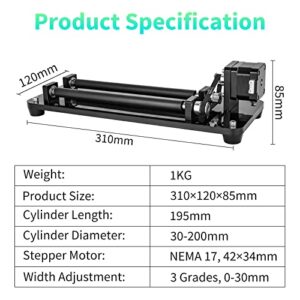 Laser Rotary Attachment for Laser Engraver, CNC Rotary Axis for 360°Engraving Cylindrical Object, Diameter Adjustable, Compatible with CNC Router 3018 and Most Laser Engraving Machine