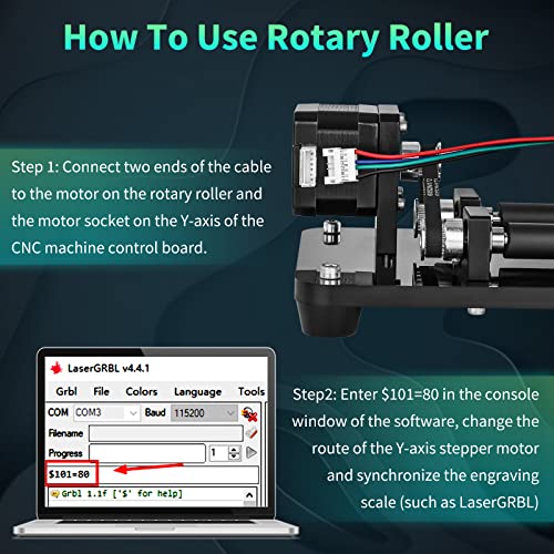 Laser Rotary Attachment for Laser Engraver, CNC Rotary Axis for 360°Engraving Cylindrical Object, Diameter Adjustable, Compatible with CNC Router 3018 and Most Laser Engraving Machine