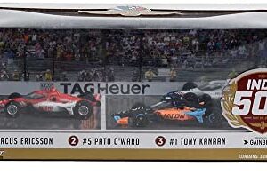 Greenlight 11545 2022 Indianapolis 500 Podium 3-Car Set - #8 Marcus Ericsson, #5 Pato O'Ward, #1 Tony Kanaan, 1/64 Scale