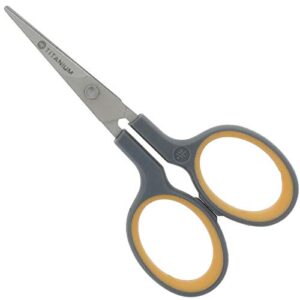 westcott e-30440 00 4 inch titanium nitride bonded super soft grip scissor, straight – grey/yellow
