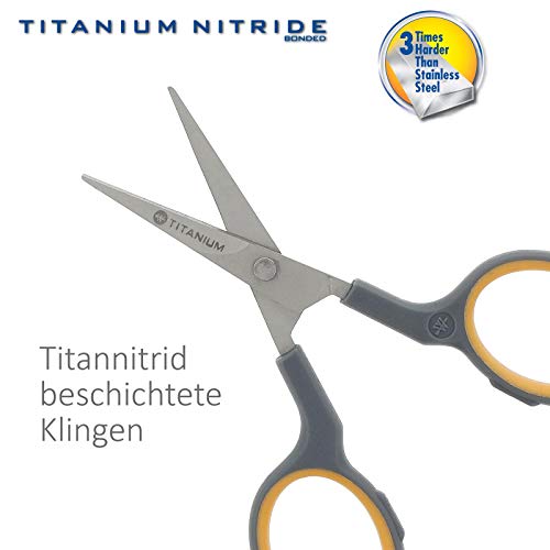 Westcott E-30440 00 4 inch Titanium Nitride Bonded Super Soft Grip Scissor, Straight - Grey/Yellow