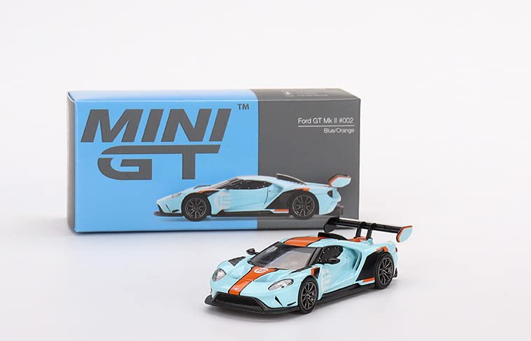 True Scale Miniatures Model Car Compatible with Ford GT MK II #15 Blue Orange Limited Edition 1/64 Diecast Model Car MGT00359