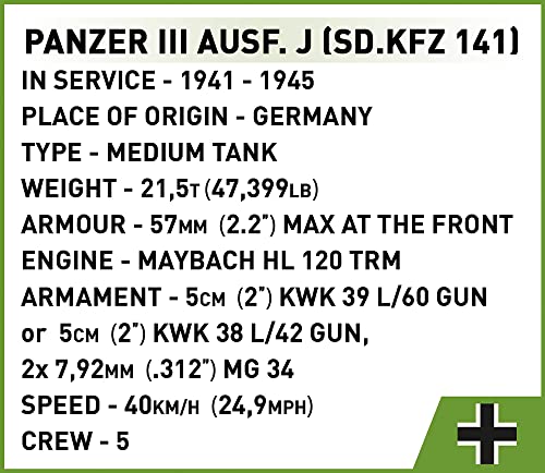 COBI Historical Collection World War II Panzer III Ausf. J Tank