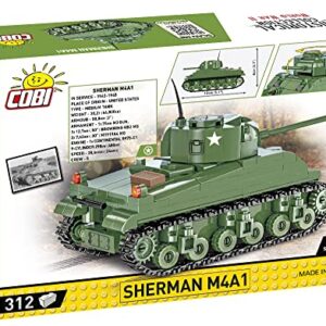 COBI Historical Collection World War II Sherman M4A1 Tank, Green, 1:48 Scale