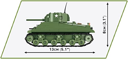 COBI Historical Collection World War II Sherman M4A1 Tank, Green, 1:48 Scale