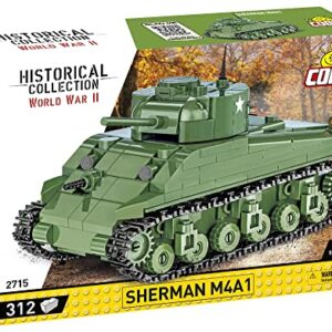 COBI Historical Collection World War II Sherman M4A1 Tank, Green, 1:48 Scale