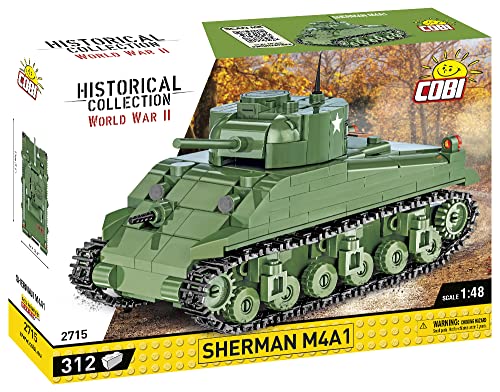 COBI Historical Collection World War II Sherman M4A1 Tank, Green, 1:48 Scale