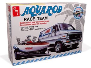 amt aqua rod race team 1975 chevy van, race boat & trailer 1:25 scale model kit